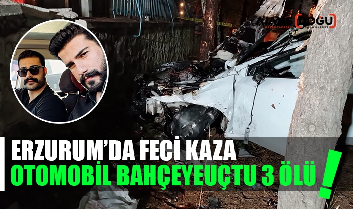 Erzurum'da feci kaza! Otomobil bahçeye uçtu: 3 ölü