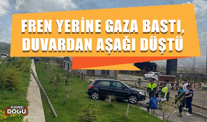 Fren yerine gaza bastı, duvardan aşağı düştü