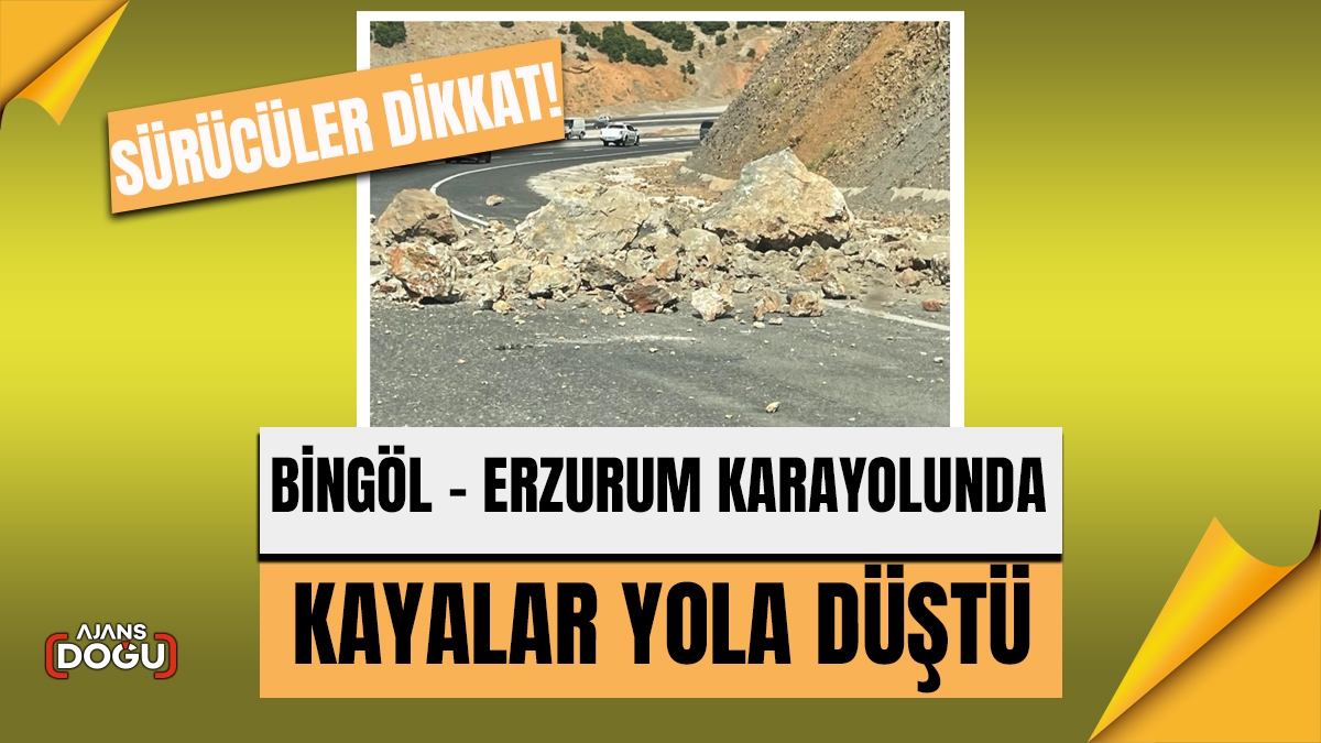 Bingöl - Erzurum karayolunda kayalar yola düştü