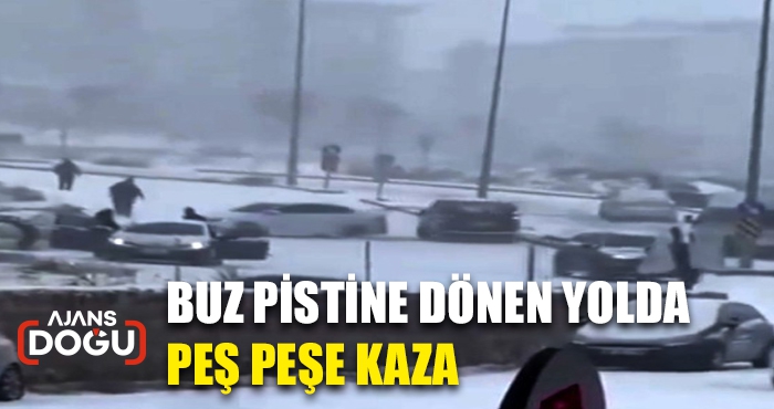 Buz pistine dönen yolda peş peşe kaza