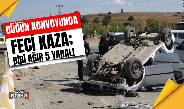 Düğün konvoyunda kaza; biri ağır 5 yaralı