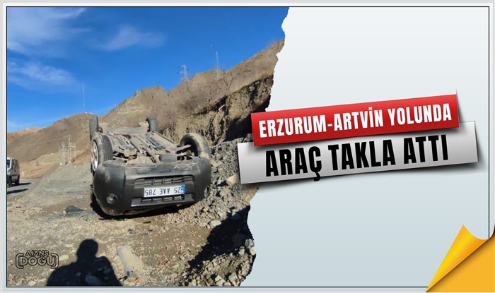 Erzurum-Artvin yolunda araç takla attı