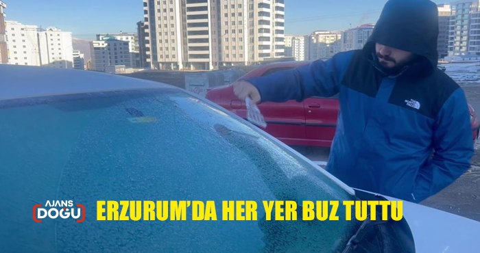 Erzurum'da her yer buz tuttu