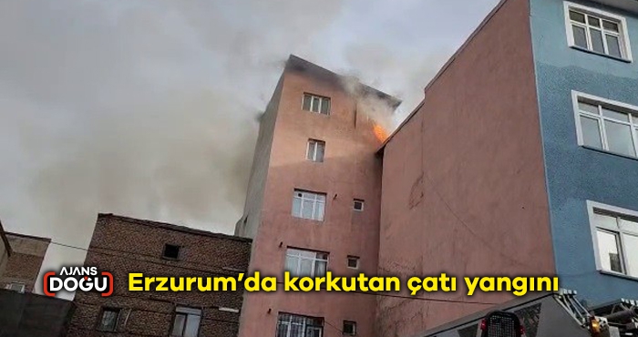 Erzurum’da korkutan çatı yangını