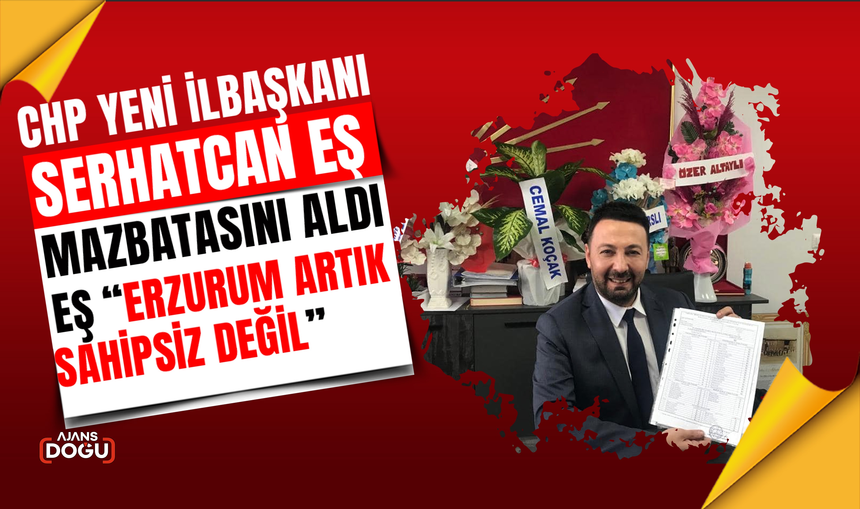 Erzurum İl Başkanı seçilen Serhatcan Eş mazbatasını aldı.  
