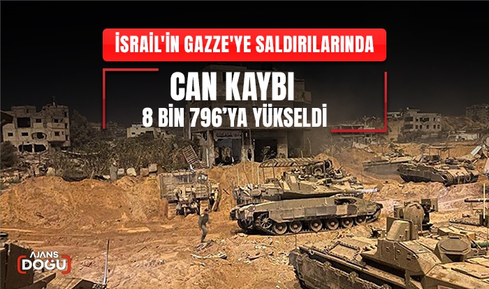 İsrail'in Gazze'ye saldırılarında can kaybı 8 bin 796’ya yükseldi