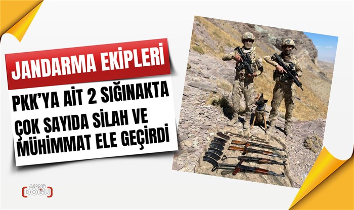 Jandarma ekipleri PKK’ya ait 2 sığınakta çok sayıda silah ve mühimmat ele geçirdi