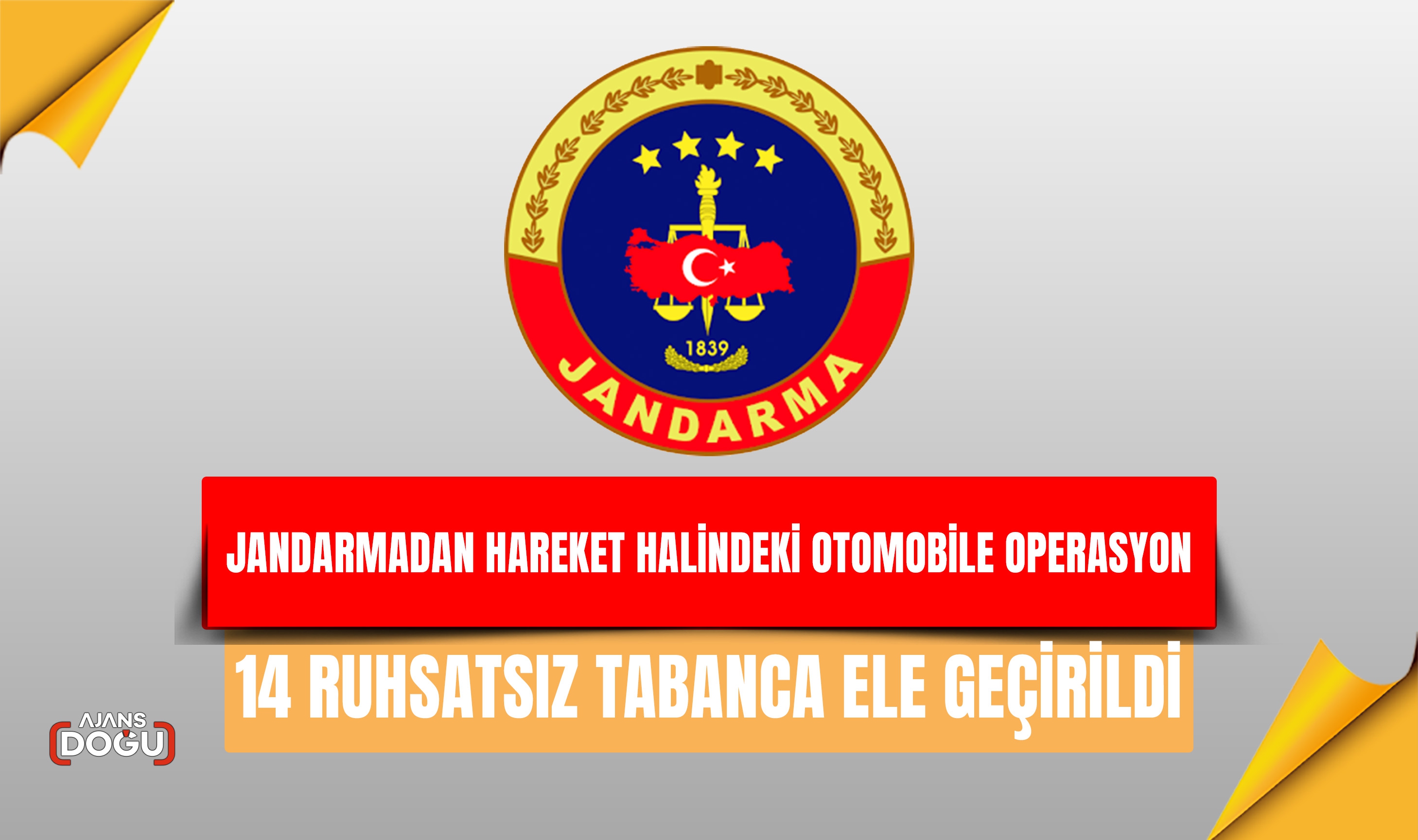 Jandarmadan hareket halindeki otomobile operasyon: 14 ruhsatsız tabanca ele geçirildi