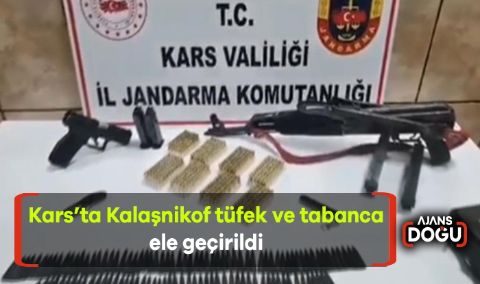 Kars’ta Kalaşnikof tüfek ve tabanca ele geçirildi