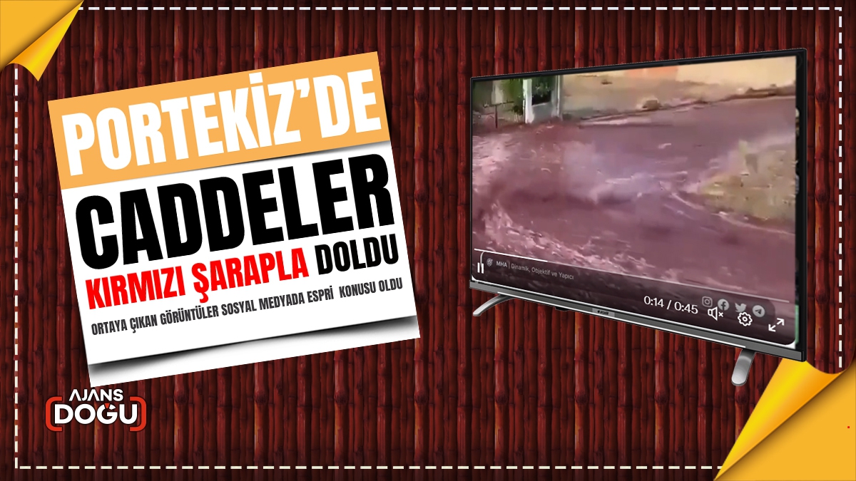 Portekiz'in São Lourenco kasabasını kırmızı şarap bastı.