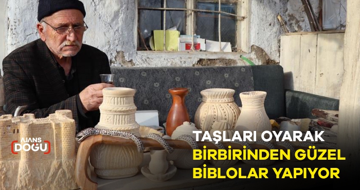 TAŞLARI OYARAK BİRBİRİNDEN GÜZEL BİBLOLAR YAPIYOR