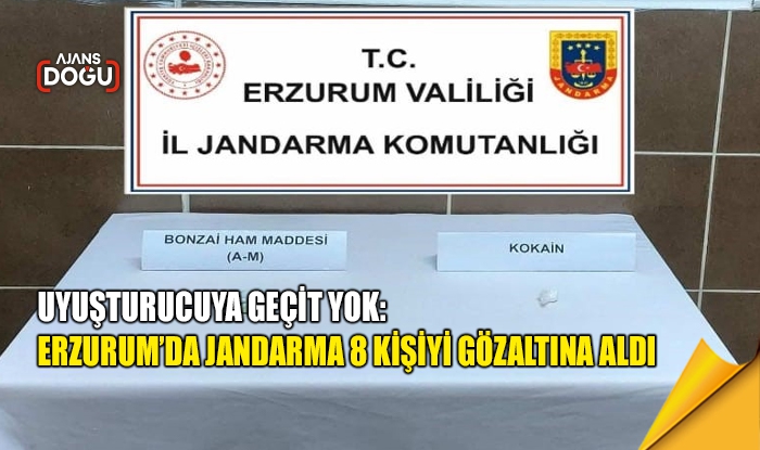 Uyuşturucuya geçit yok: Erzurum’da jandarma 8 kişiyi gözaltına aldı